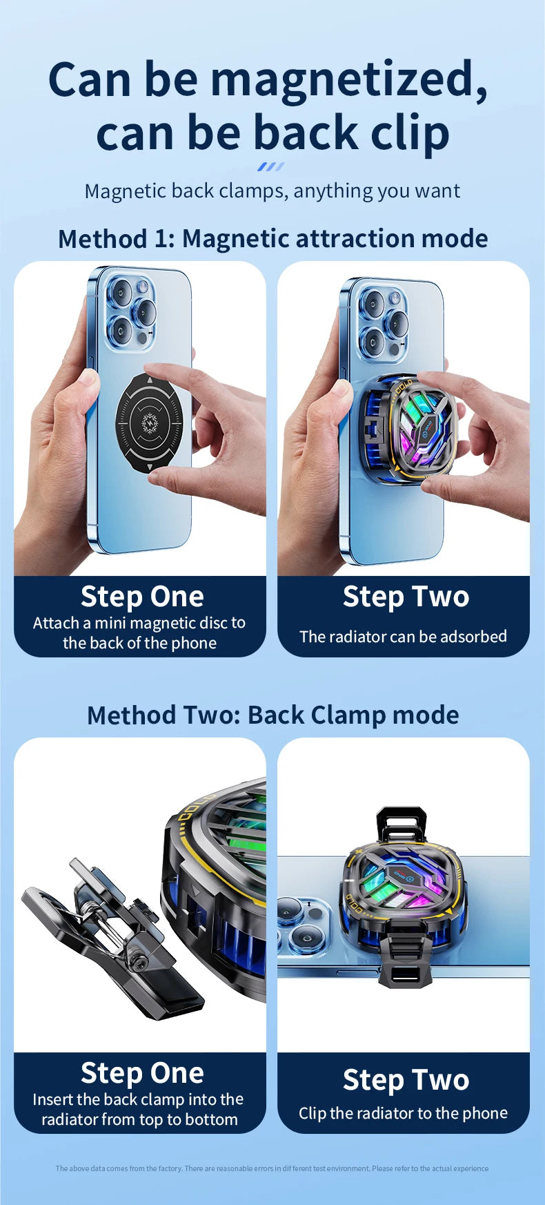 New X76A Magnetic Display Phones Cooler Back-Clip 2 in 1 Game Cooler Semiconductor Fast Phone Cooling Fan for IOS Android Phone