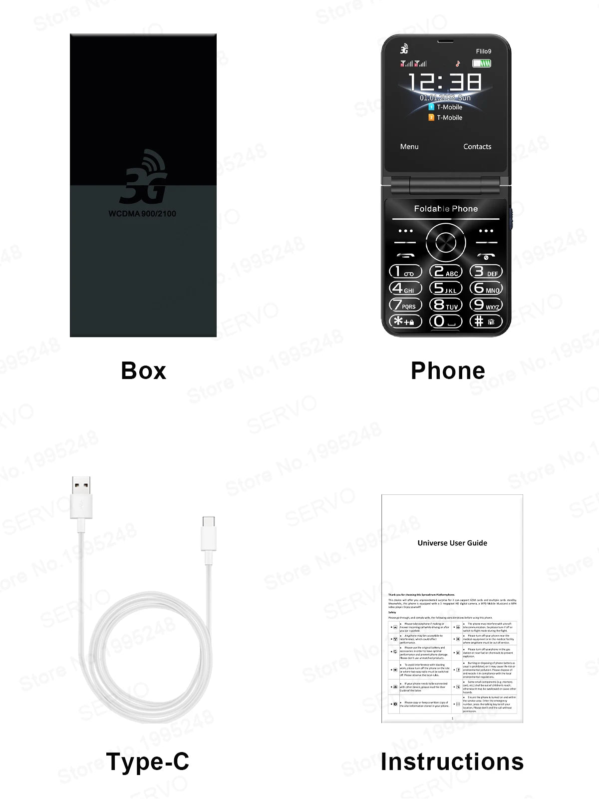 SERVO Flilo9 Foldable Mobile Phone 3G WCDMA Call Recording Speed Dial FM Radio Blacklist Torch Flip Cellphones Dual SIM Standby