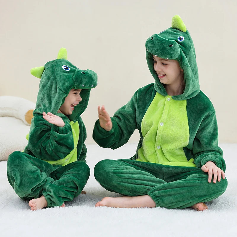 MICHLEY Christmas Capybara Flannel Blanket Sleepers Onesie Hooded Children Costume Clothes Jumpsuit Sleepwear For Boys Girls