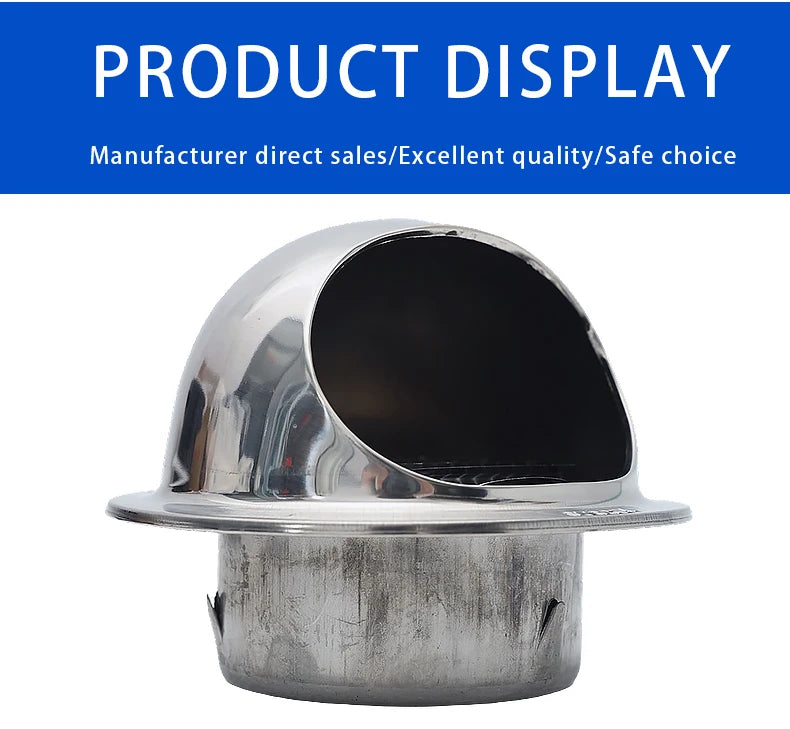 Round Wall Vent Cover, 304 Stainless Steel Vent, Hemispherical Grille Vent Cover, Wall Vent Cover, Stainless Steel Exhaust Vent, Round Vent Cover Suitable for Outdoor Ventilation Systems, Dryer Exterior Vent Cover, Stainless