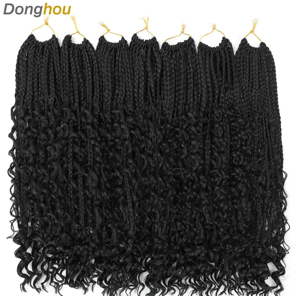 14 18 24 Inch Boho Box Braids Crochet Braids Curly Ends 1B 30 27 #4 Bug 8 Colors Ombre Goddess Bohemian Box Braids Crochet Hair