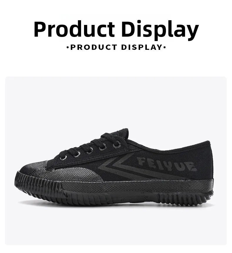 DaFu Flying Men's Running Jump Far Athletic Shoes Sports Women's Canvas Couple's Black Shoes Low Top Breathable Rubber Sole