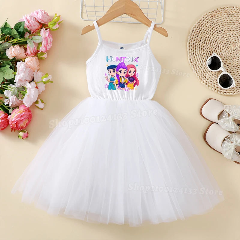 Demone Hunter Girls Baby Dress Skirts Summer Cute Anime Harajuku Princess Y2K Kawaii Clothes Kids Tutu Puffy Skirt Birthday Gift