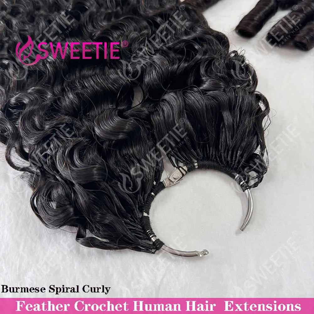 Crochet Human Hair Spanish Spiral Curly 12A Pixie Curly Virgin Human Hair Feather Crochet Hair Extensions For Braiding Invisible