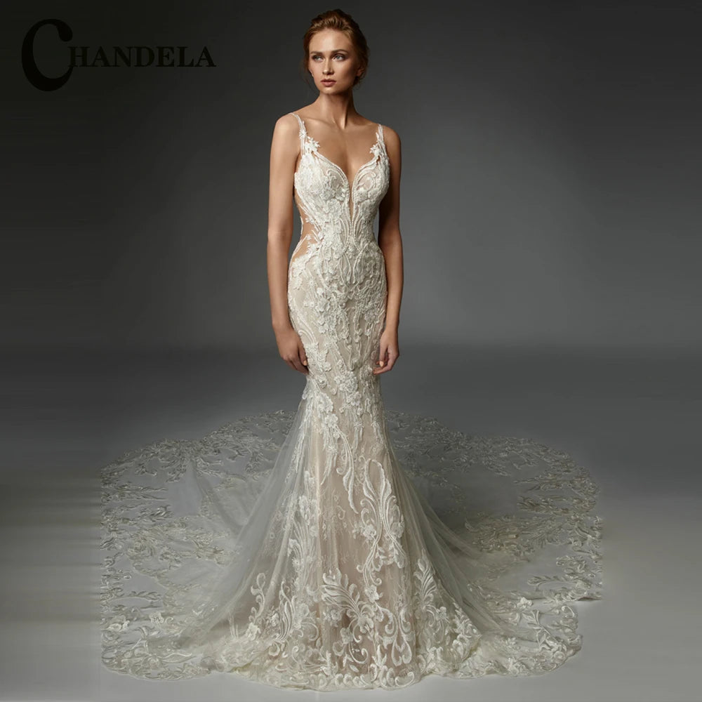 CHANDELA Off The Shoulder Princess Beach Wedding Dress For Women 2025 Sleeveless Bride Ruffles Bridal Gown Vestidos Customised