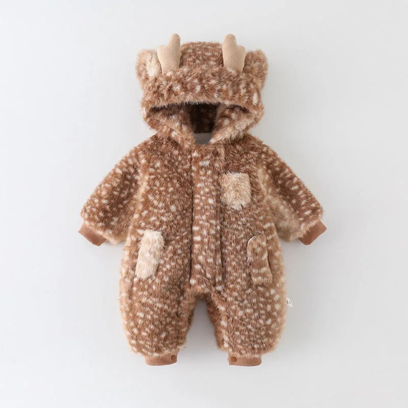 IYEAL  Baby Winter Thick Fleece Jumpsuit Christmas And New Year Jumpsuit Baby Super Cute Cotton Coat Outdoor Warm Jacket