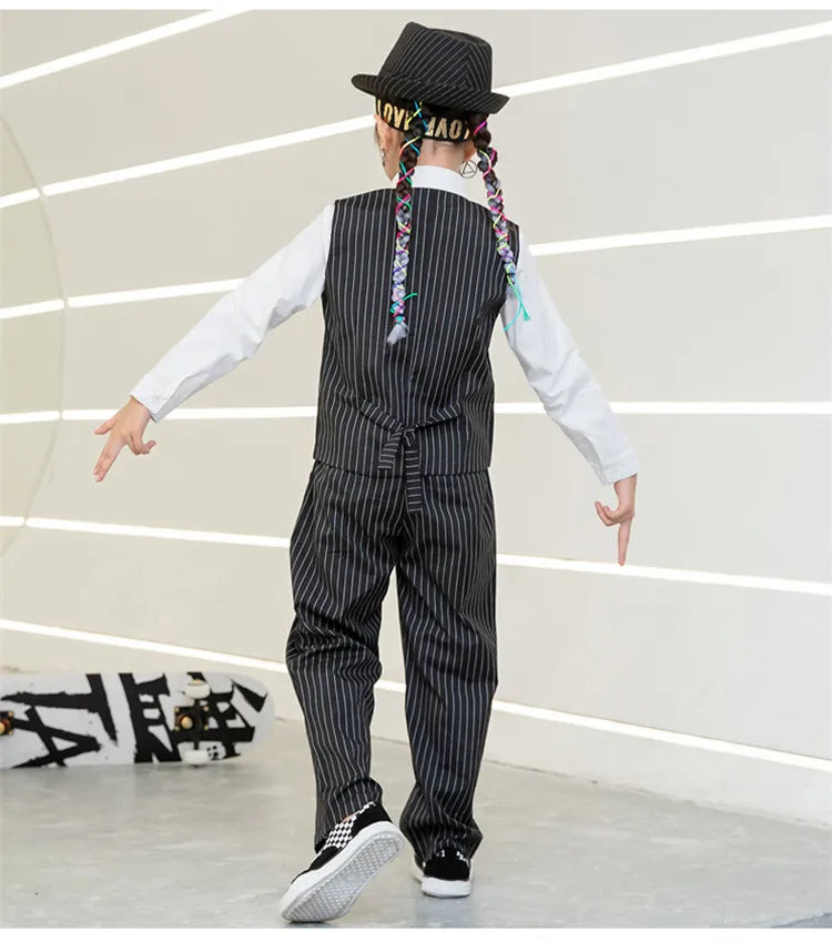 Kids Performance Costume Stage Outfit for Hiphop Dance Clothing Boys Girls Jazz Breaking Streetdance Waistcoats