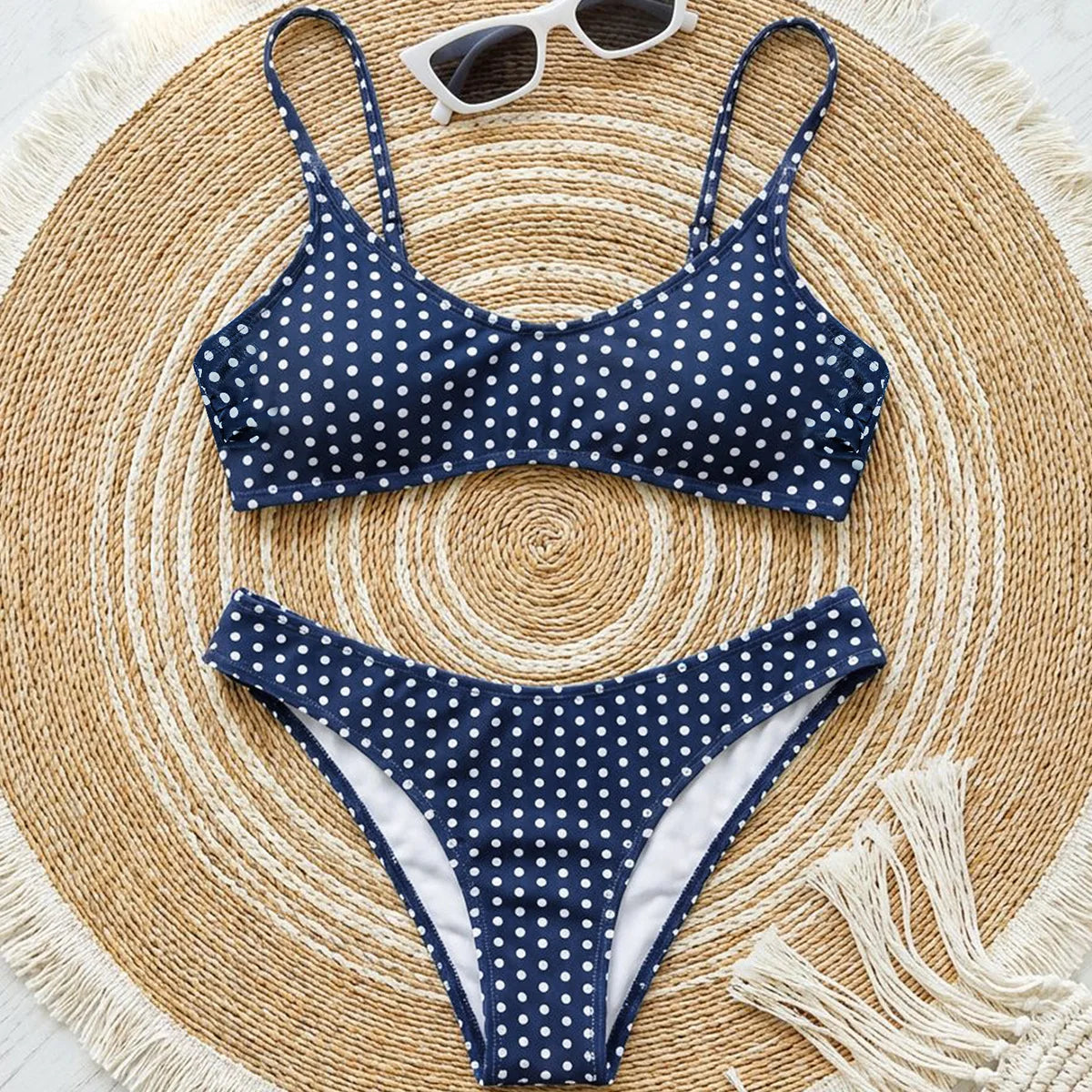 2026 Sexy Polka Dot Print Bikini Set for Women Quick Dry Low Waist Push Up Swimwear Beach Vacation Bathing Suits for Females