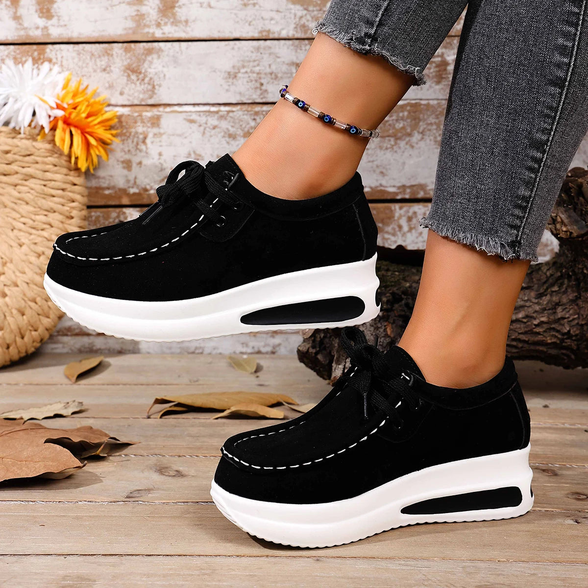 Spring/Autumn Sneakers Women Running Shoes Outdoor Breathable Lace-up Thick Bottom Casual Comfortable Shoe Large Size 36~43