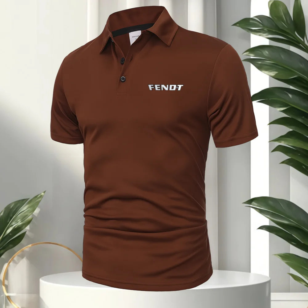 FENDT LOGO Splice New Men's Business Casual Short Sleeved Shirt Polo Shirt Fashionable Breathable Comfortable Versatile Top