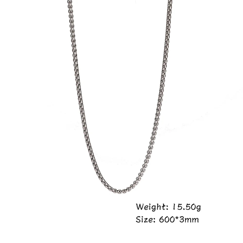 My Shape 10 pcs 60cm Box Chain Necklaces for Men 24 Inch Box Chain 2-3mm Chains Chokers Steel Color Fashion Jewelry Boys Gifts