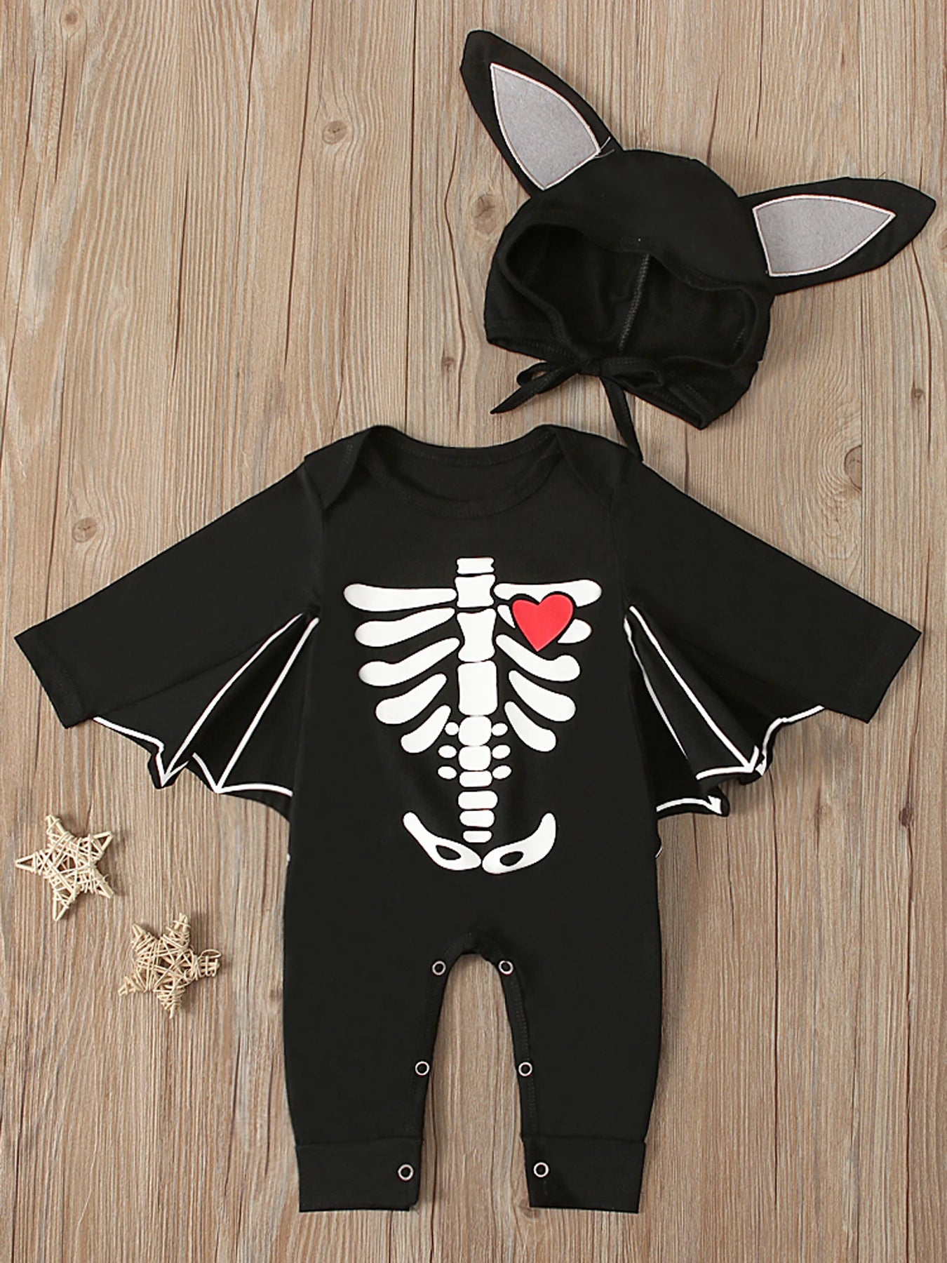 Boys and girls European and American spring and autumn Halloween Batman hooded long-sleeved jumpsuit romper two-piece children&#