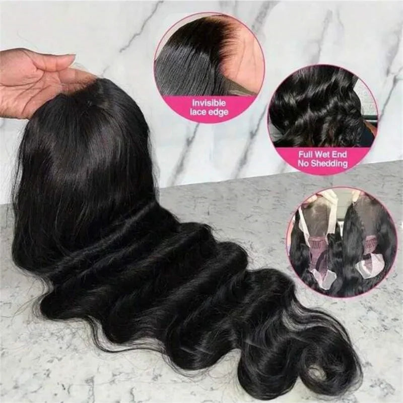 250% Density 42 Inch 13x4 Body Wave Lace Frontal Wigs Human Hair Pre Plucked 13x4 Frontal Wigs Human Hair HD Lace Body Wave Wigs