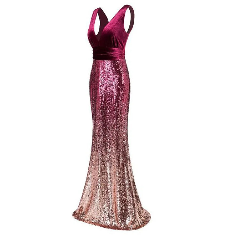 Sexy vintage Maxi Sequin cocktail Dress bridesmaid Prom Dresses for Women Casual Party Long sleeve club Bodycon Dress vestidos