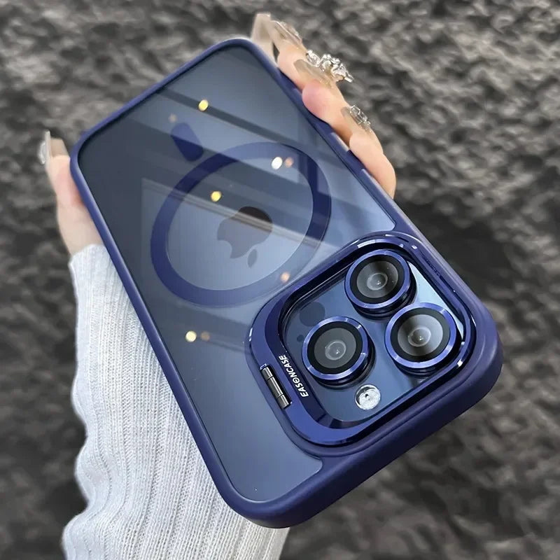 Luxury Magnetic Shockproof Phone Case For iPhone  18 16 17 15 14 13 12 11 Pro Max Funda For Magsafe Stand Lens Protector Cover