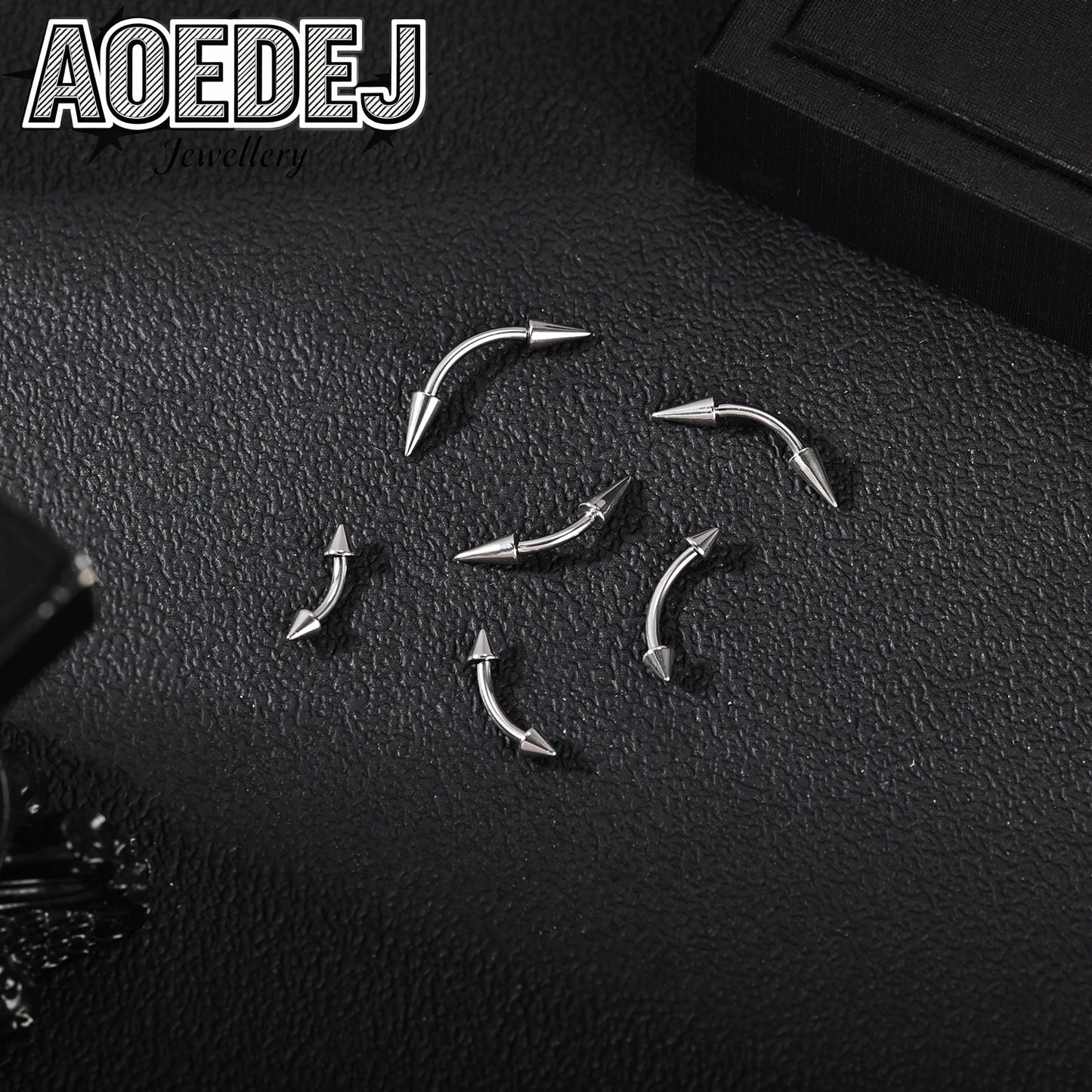 AOEDEJ 14/16/18G 1-10pcs/lot Stainless Steel Eyebrow Piercings Spike Eyebrow Rings Curved Barbell Bridge Piercing Jewelry 6-14MM
