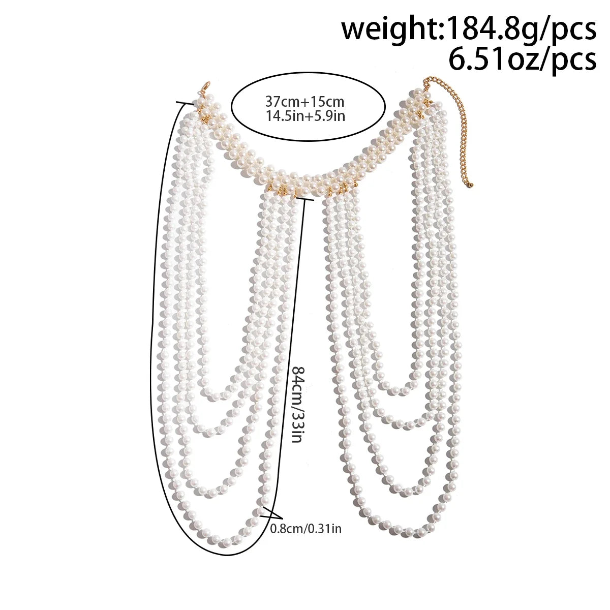 Bridal Tassel Imitation Pearl Shoulder Chain Necklace for Women Elegant Shawl Wedding Jewelry Accessories Gift