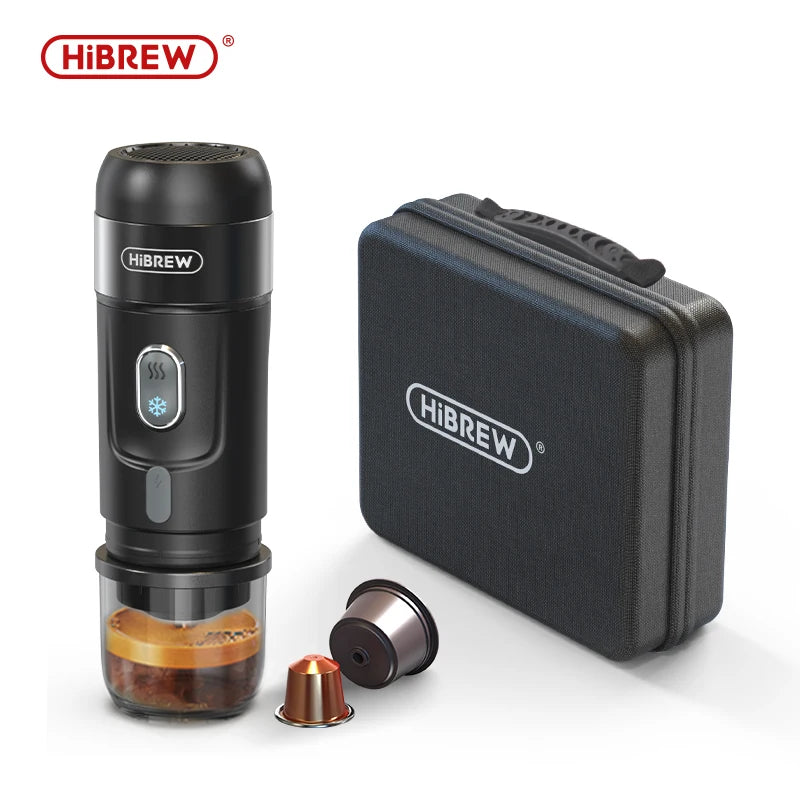 HiBREW Portable Coffee Machine Expresso Coffee Maker Fit Nexpresso Capsule Coffee Powder for Car Camping & Home Heat Water H4A