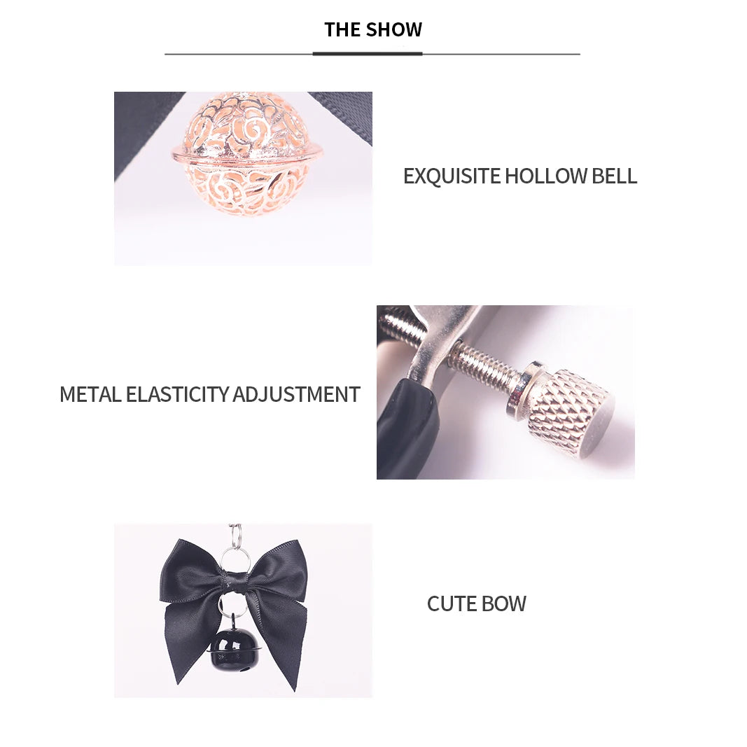 SM Flirting Toy, Nipple Clip with Bell and Bow Knot, Metal Nipple Clip, Nipple Clip with a Little Bel