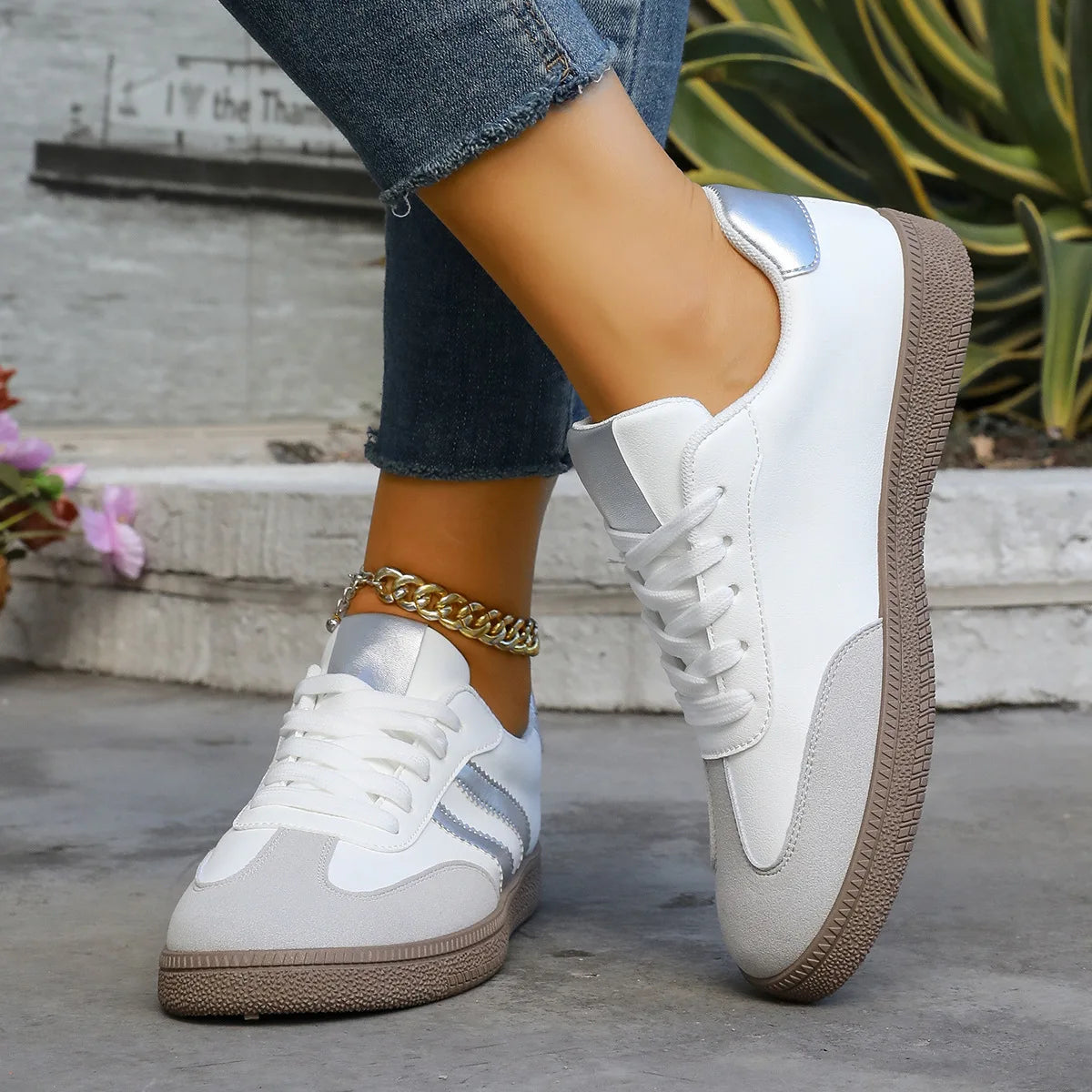 Spring Autumn Platform Sneakers Women Fashion Mixed Colors Lace-Up Sport Shoes Woman Comfortable Non Slip Flat Trainers Female