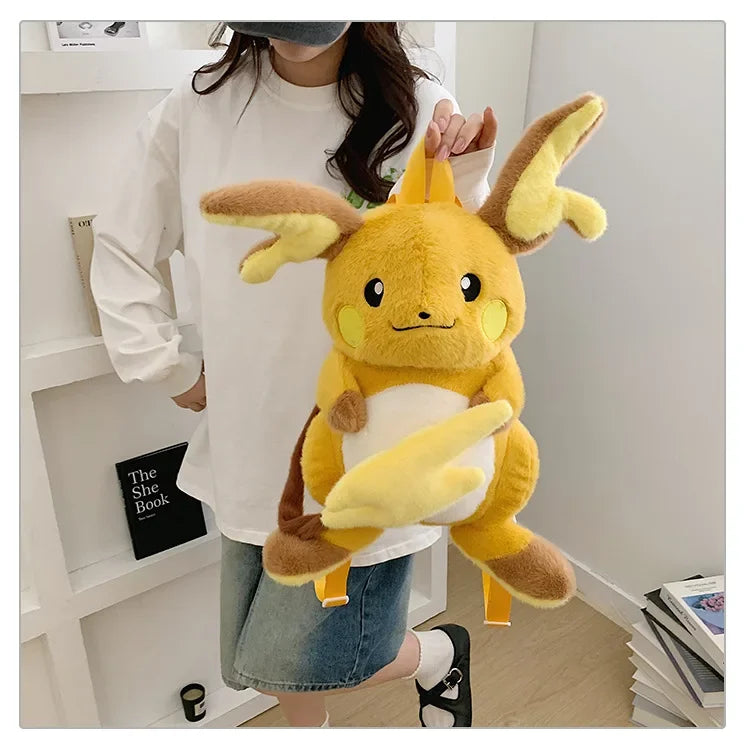 Japanese Style Plush Shoulder Bag Raichu Pikachu Eevee Psyduck Gengar Design Crossbody Backpack for Student Daily Outfit Gift