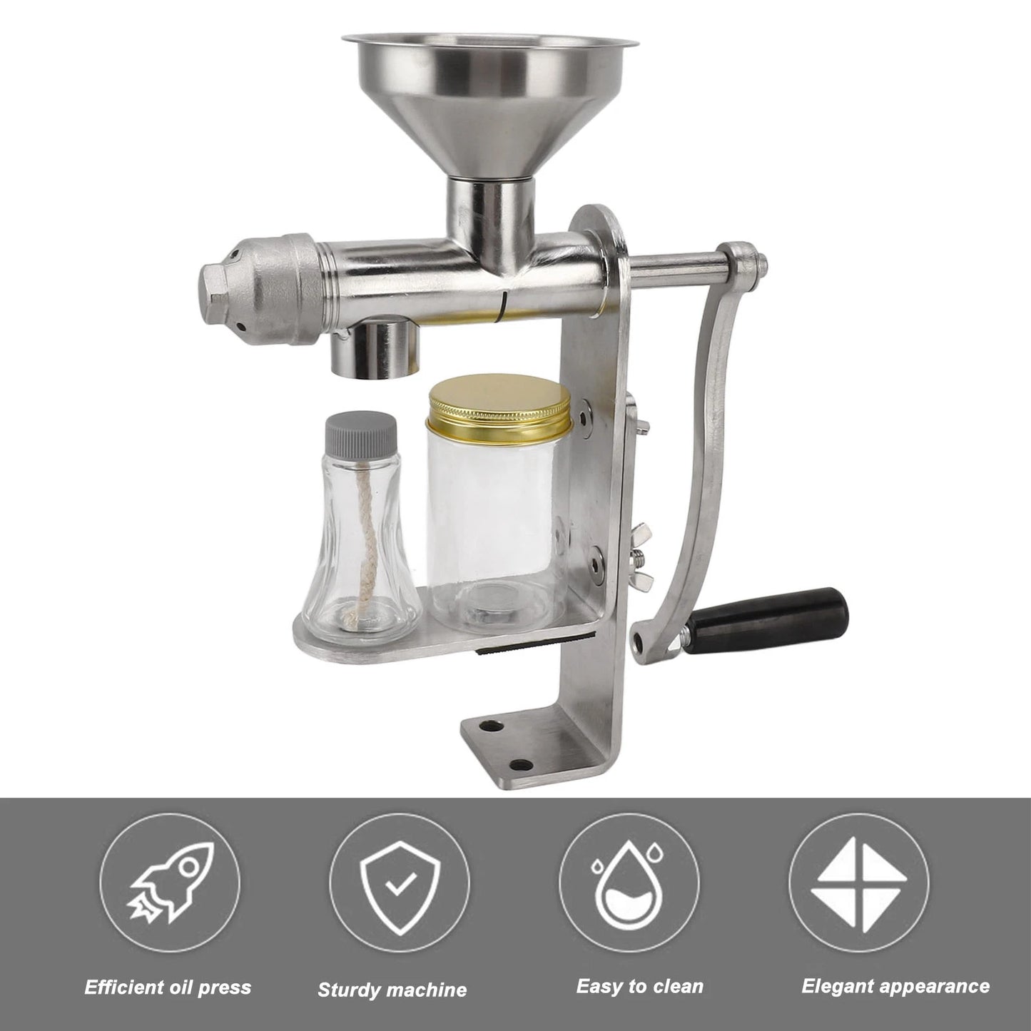 Oil Extractor Machine Oil Press Machine Hot Cold Press Stainless Steel Efficient Easy To Clean Manual for Kitchen
