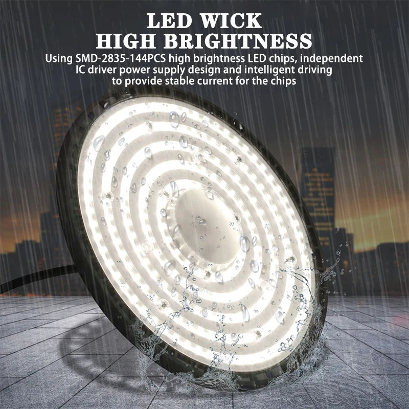 Super Bright LED High Bay Light 100W 150W 200W Aluminum Case Waterproof Lamp Factory Market Warehouse Garage Industrial Lighting