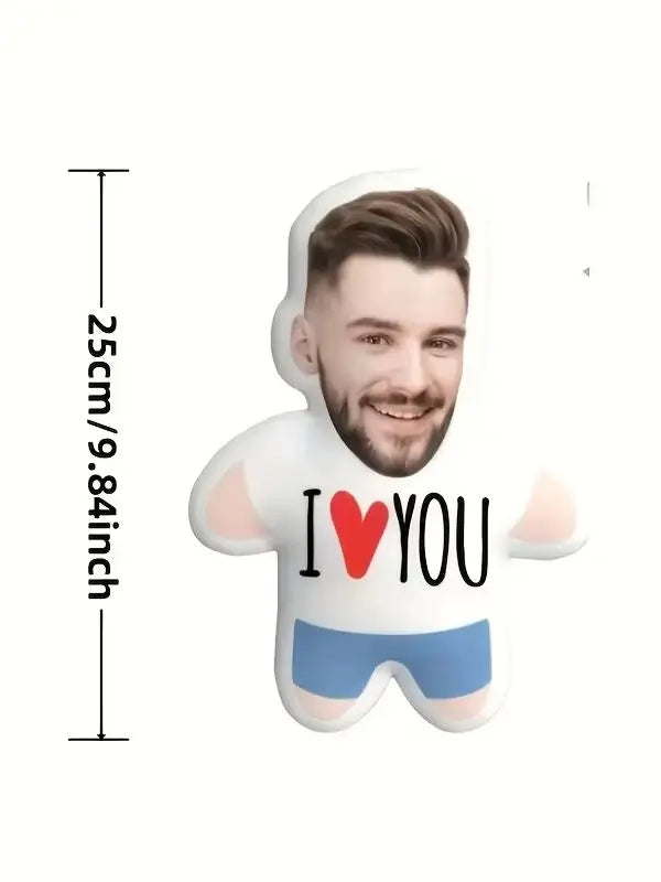 Customized I Love You Photo Plush Pillow Fun Decor Sofa Bed Accessories, Suitable for Birthday, Anniversary, Christmas
