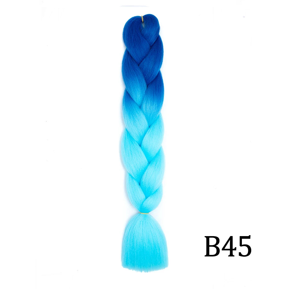 Synthetic 24Inch Long Jumbo Braids Extensions Yaki Straight Braiding Hair Afro Ombre Color Hair for Women