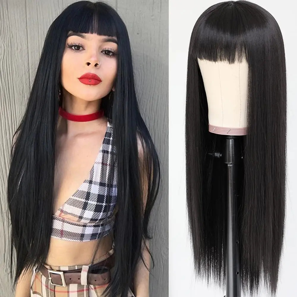 Long Straight Hair Orange Synthetic Wig for Halloween Party Cosplay Role-Playing Wig for Daily Party Hot Summer Hairpiece