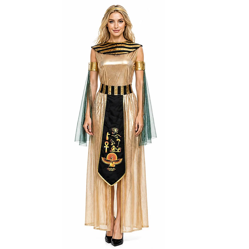 Halloween Ancient Egypt Egyptian Pharaoh Costume for Men King Cleopatra Queen Cosplay Carnival Party Medieval Couple Party Dress