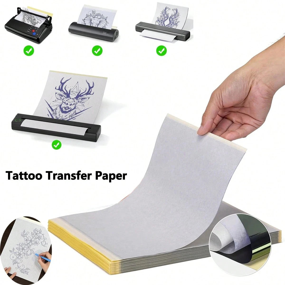 200/100/50/10 tattoo transfer paper, A4 size template paper, 4-layer transfer template, set consumables