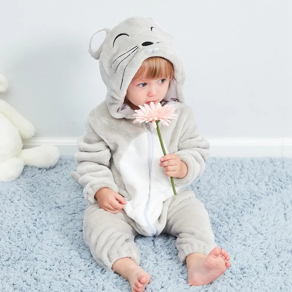 Baby Kigurumi Penguin Lion Cat Animal Cosplay Costume Winter Plush Jumpsuit for Toddler Boys 1 to 2 3 4 Years Baby Girl Outfits
