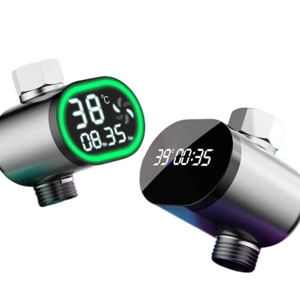 LED Digital Shower Thermometer for Bathtub and Shower Use Self-Powered by Water Pressure No External Power Needed