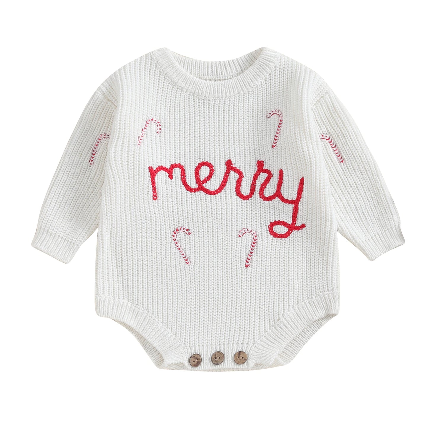 Newborn Baby Knit Sweater Romper Letter Embroidery Christmas Girls Boys Knitwear Long Sleeve Winter Bodysuit For Infant Outfits