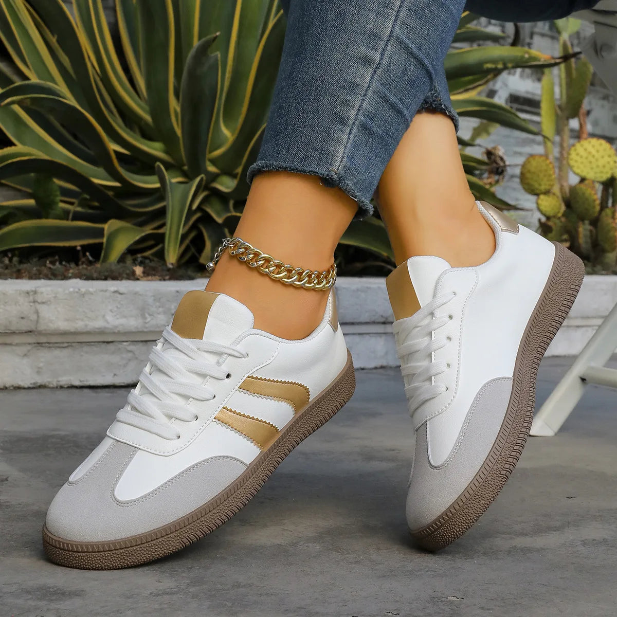 Spring Autumn Platform Sneakers Women Fashion Mixed Colors Lace-Up Sport Shoes Woman Comfortable Non Slip Flat Trainers Female