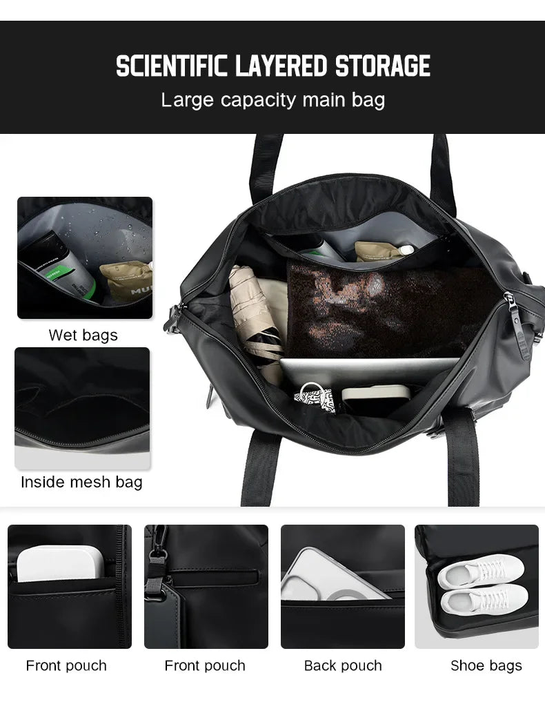 Fashion Travel Tote Bag for Men and Women Large Capacity Shoulder Crossbody Handbag Leisure Sports  Simple Business Travel Bag