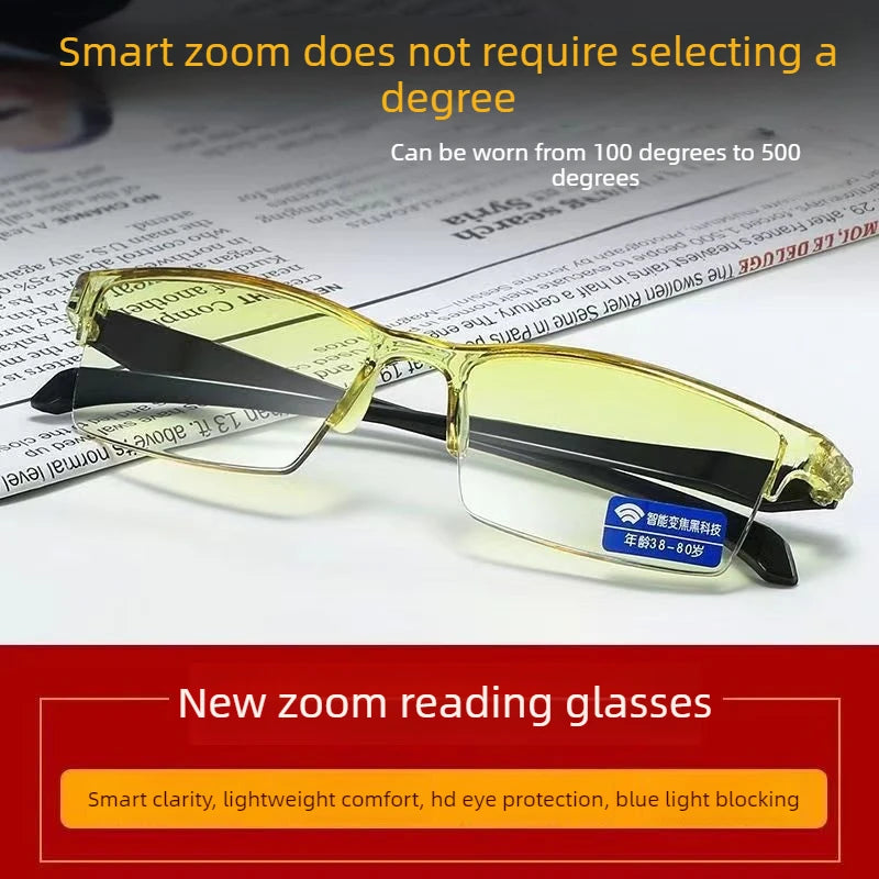 Lntelligent zoom high-definition presbyopia glasses, anti UV, anti blue light, anti fatigue presbyopia glasses for men and women