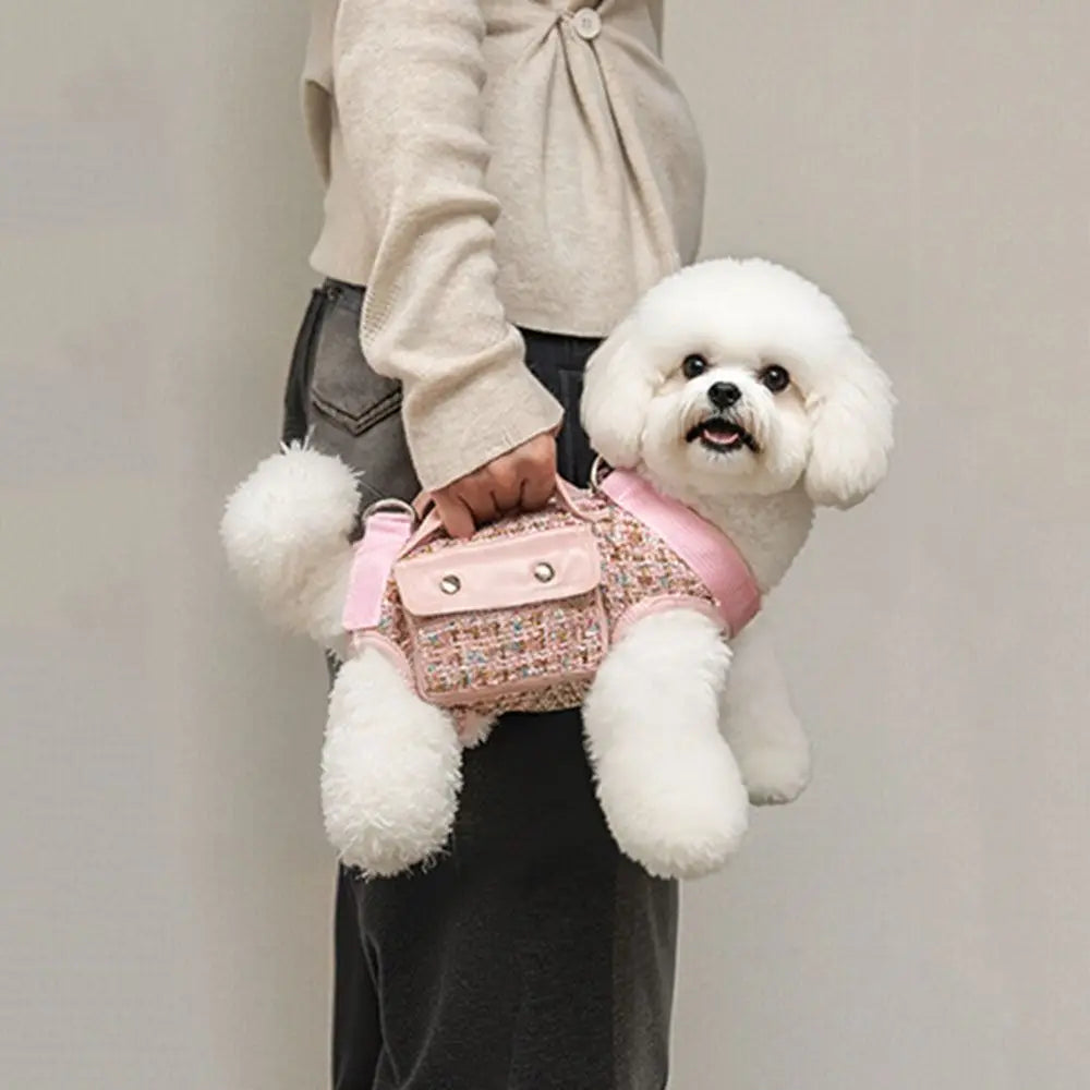 Stylish Dog Horizontal Backpack Elegant with Leash Handle Pet Traction Backpack Breathable Edge-wrapped Cat Carrier Bag Travel