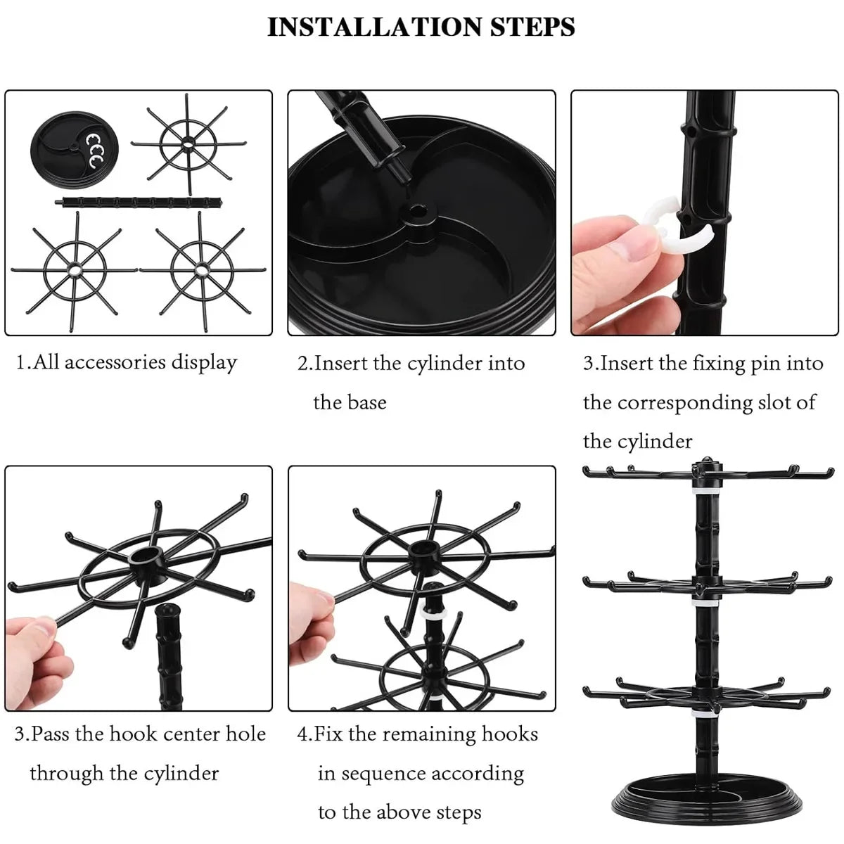 1Pc Multi-Layer Rotating Jewelry Rack, Necklace Display Stand & Bracelet Hanging Organizer, Storage Rack