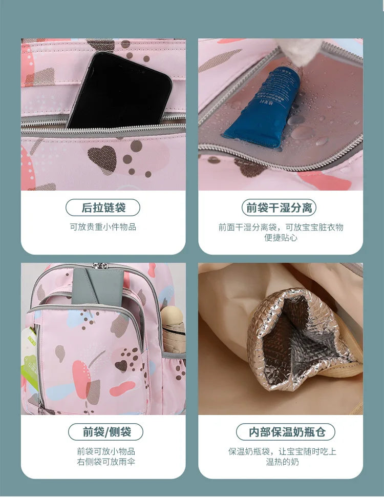 Fashion Mummy Travel Stroller Bag Large Capacity Mother Bag Carrying Pregnant Baby Nappy Backpack Activity Baby Diaper Backpack