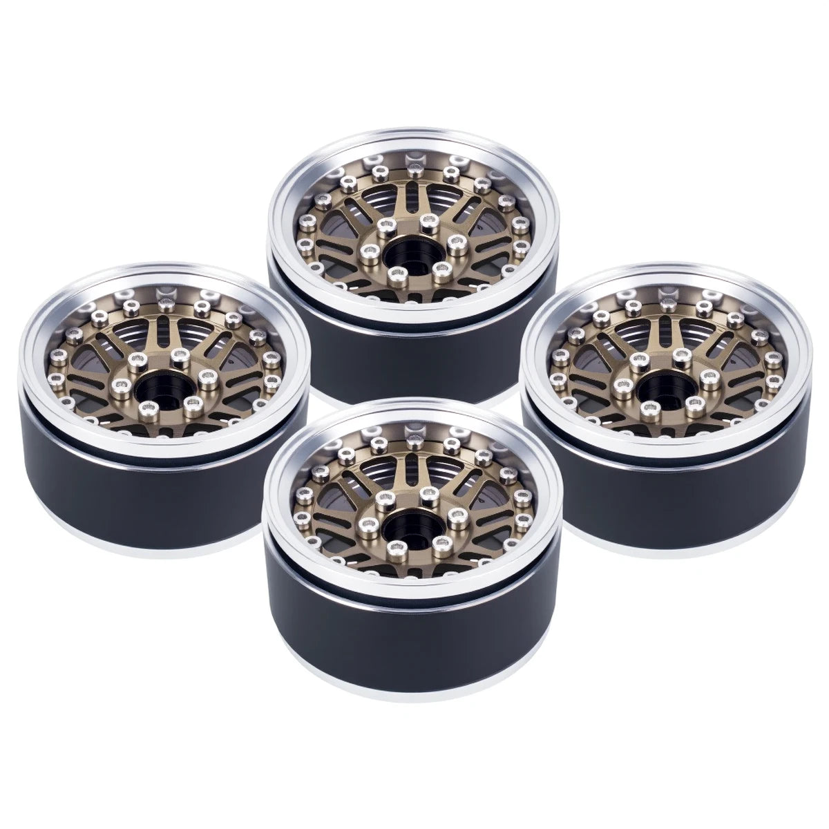 4Pcs 1.9 Aluminum Beadlock Wheel Rims Adjustable Offset 12mm Hex for 1/10 RC Crawler Car TRX4 TRX6 SCX10 90046 GEN7 8 D90 Parts