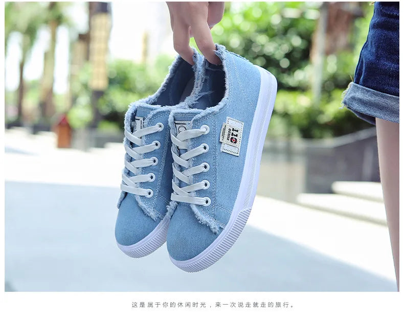 Outdoor Walking Trainers Women Running Shoes Summer Fashion White Canvas  Lace-Up Breathable Jogging Casual Sneakers