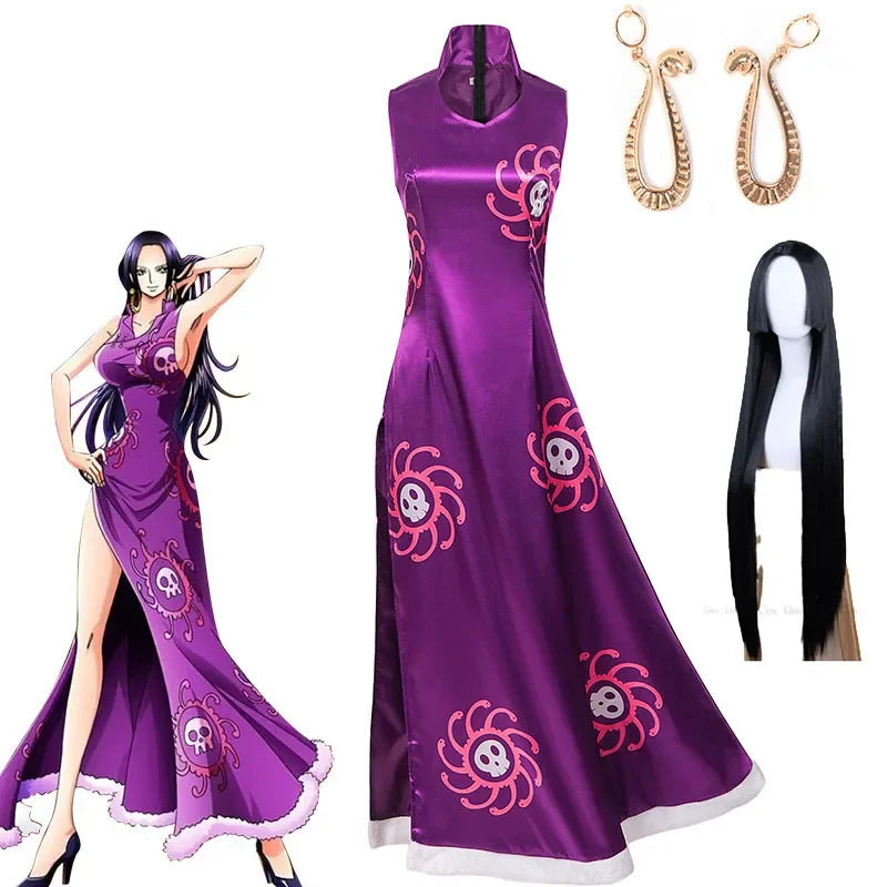 Halloween Costumes For Women Anime Cosplay Boa Hancock Costumes Chipao Long Dress Vestido Role Play Clothing Suit Party Uniform