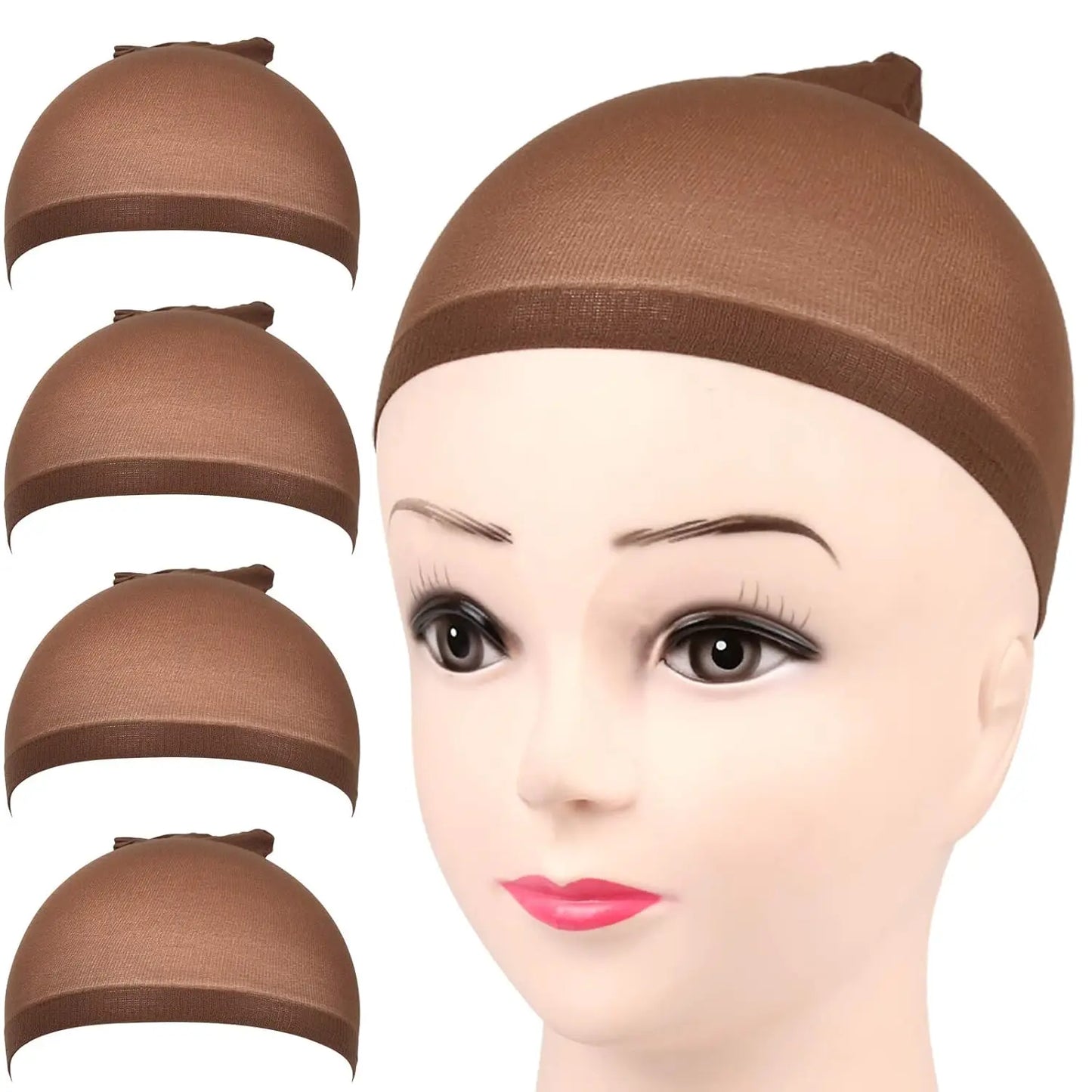 Reddish Brown Wig Cap Stocking Hair Caps for Lace Front Wig, Non Slip and Breathable Ultra-thin High Elastic Nylon Wig Caps