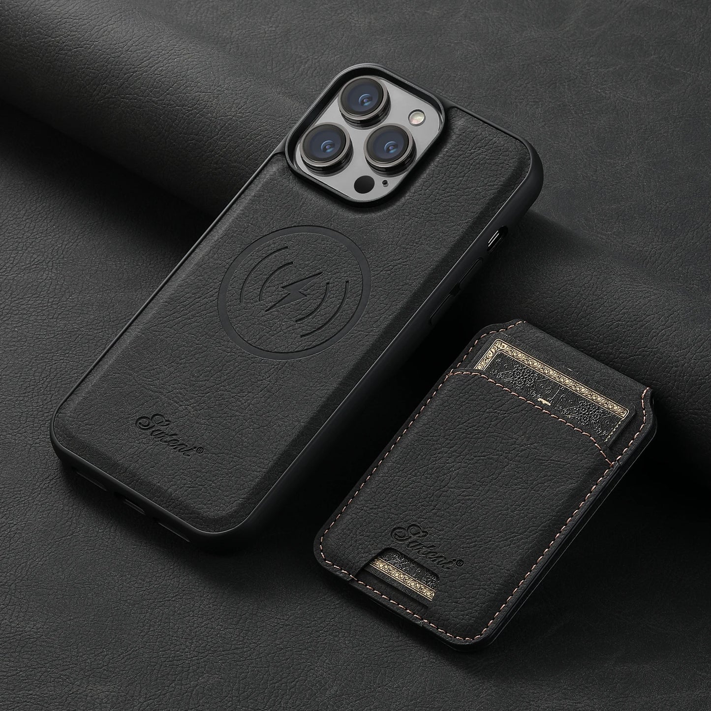 Wallet Phone Case Card Holder Leather Magnetic Pocket Cover For Wireless Charging For iPhone 12 13 14 15 16 Plus 17 ProMax