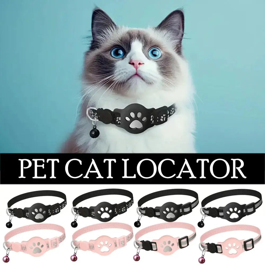 GPS Cat Collar with Reflective Strap, Mini Real Time Pet Location Device, Waterproof Anti Lost Finder for Outdoor Kitten S7X8