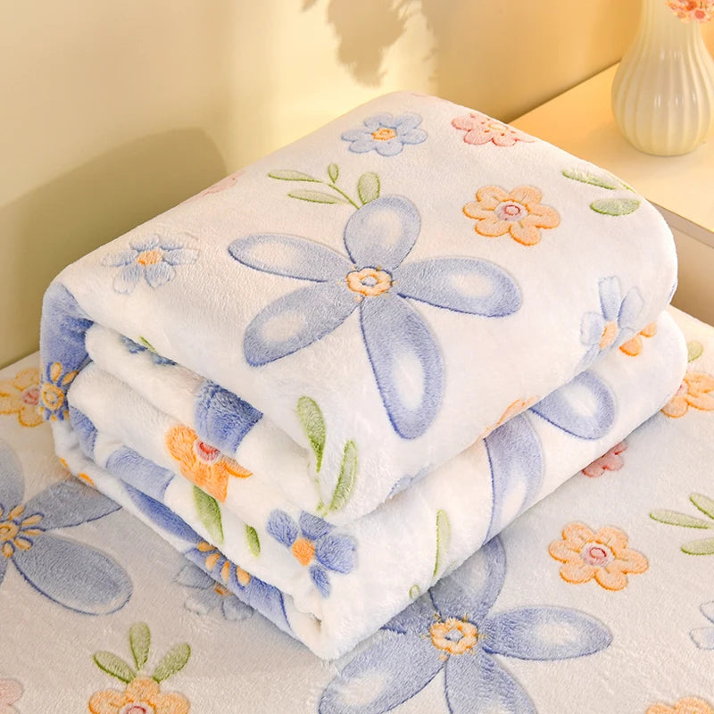 1pc Floral Style Warm Bedspread Fleece Blanket Plaid Travel Shawl Sofa Nap Blanket Home Bedsheet Manta 70X100cm Suitable For Pet