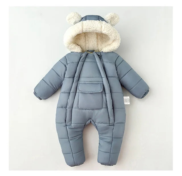 Baby clothes, winter clothes, newborn jumpsuit with fleece and cotton clip baby winter bag handbag foot double zipper