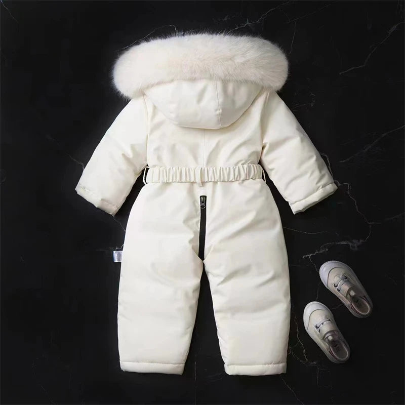 Baby Winter Jumpsuit Thicken Boys Ski Suit Coat 1-5Yrs Warm Children Jacket Waterproof Hooded Baby Girls Snowsuit  -30 Degree